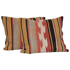 Pair of Geometric Navajo Indian Weaving Pillows
