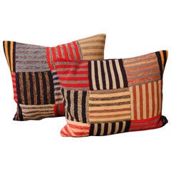 Vintage Hand Knit Yarn Bolster Pillows
