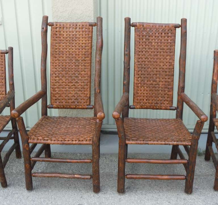 Set of Eight Matching Signed Old Hickory Dining Chairs For Sale at 1stdibs