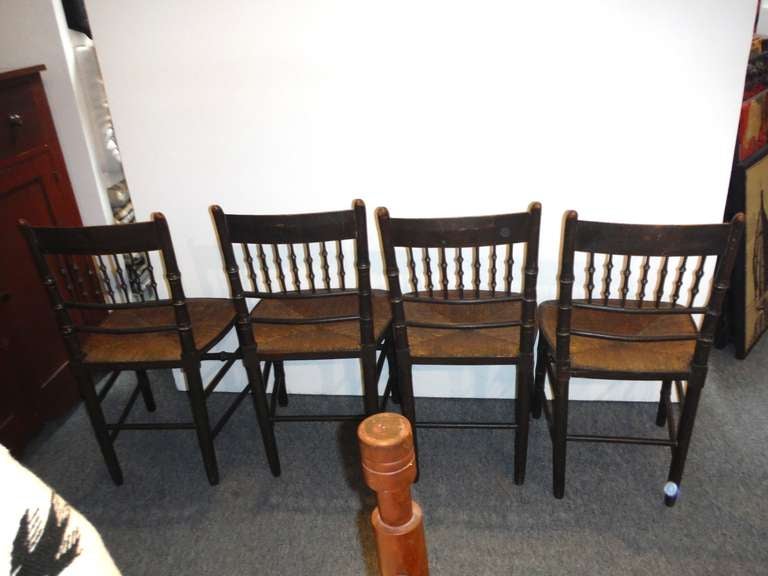 Set of Four 19thc Original Paint Decorated Hitchcock Chairs w/ Orig. Rush Seats 2