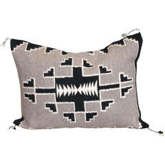 Navajo Indian Two Grey Hills Hand Woven Bolster Pillow