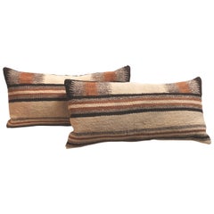 Used Pair of Navajo Indian Weaving Saddle Blanket Pillows