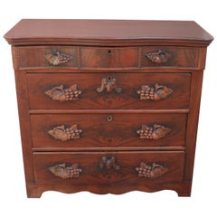 Fancy 19th Century Empire Walnut Tall Chest of Drawers