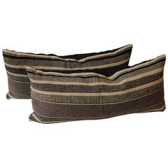 Pair of Navajo Weaving Saddle Blanket Bolster Pillows