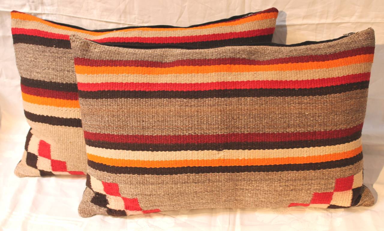 Pair of Navajo Saddle Blanket Weaving Pillows