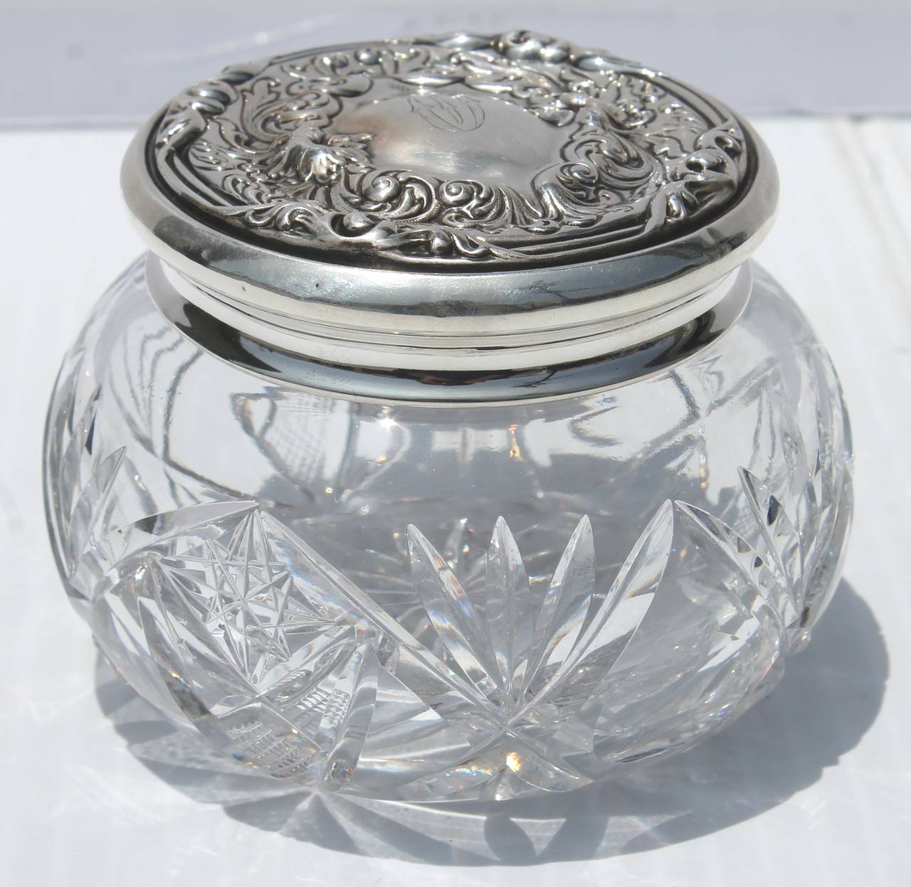 American Classical Collection of Six Assorted Cut-Glass and Sterling Jars