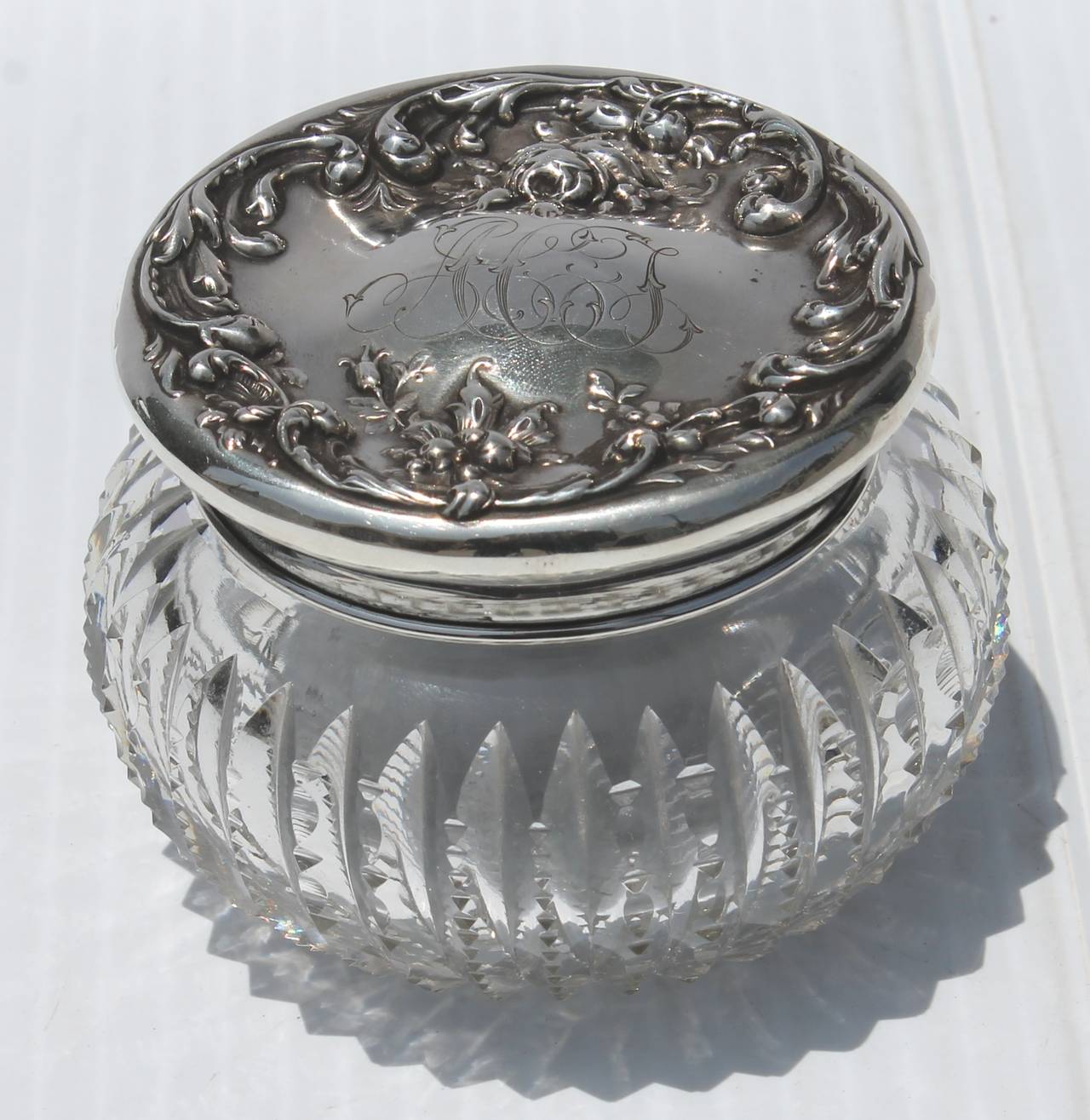 American Collection of Six Assorted Cut-Glass and Sterling Jars