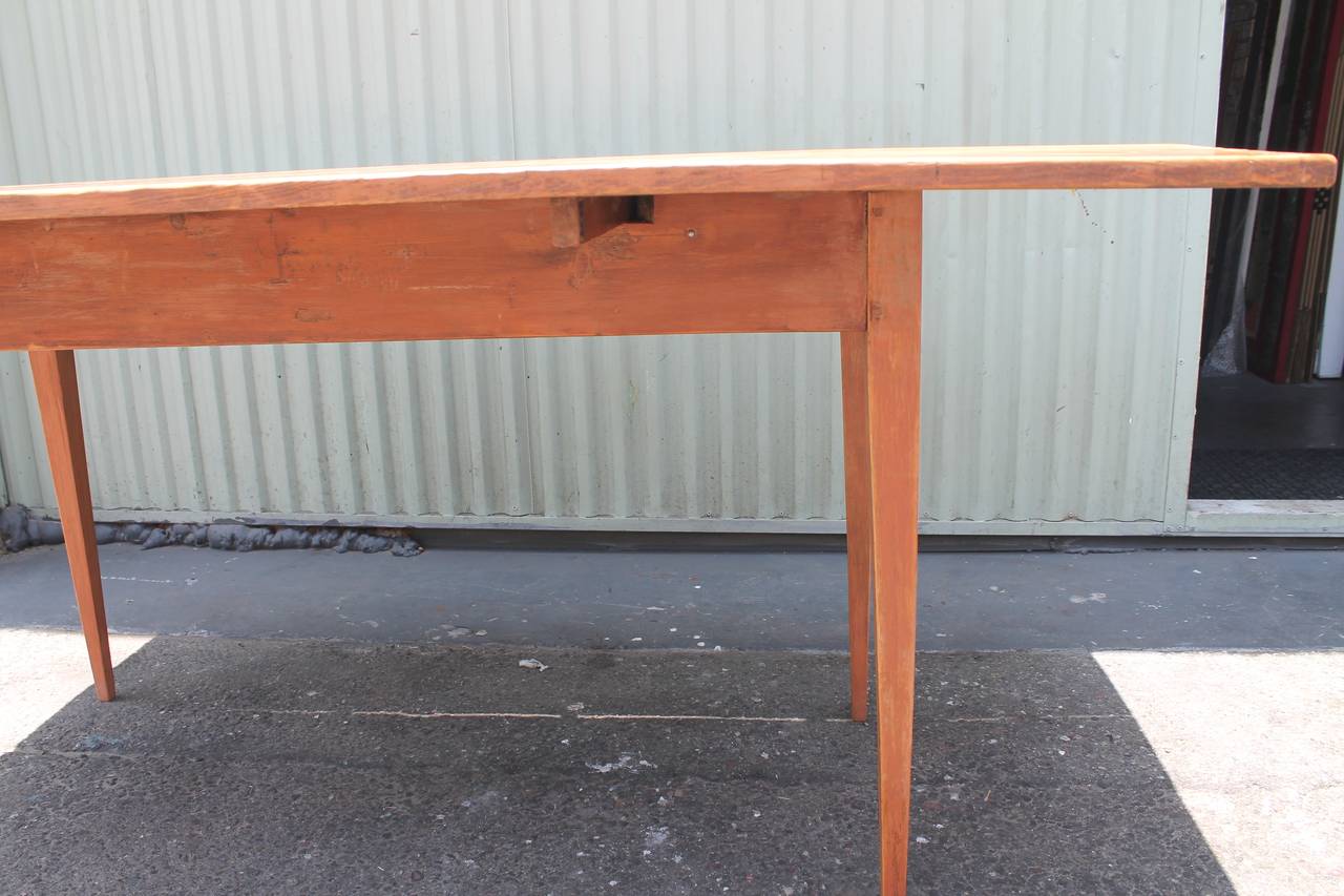 19th Century Original Salmon Painted Farm Table In Good Condition In Los Angeles, CA
