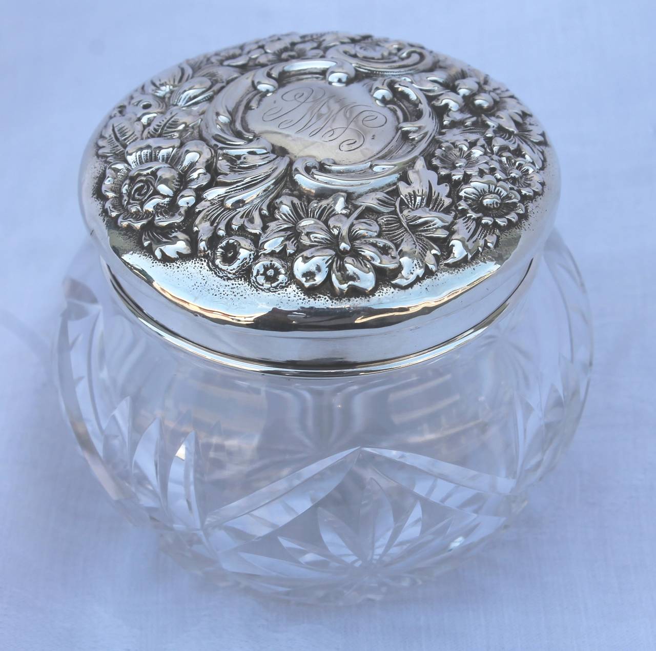 19th Century Collection of Six Assorted Cut-Glass and Sterling Jars
