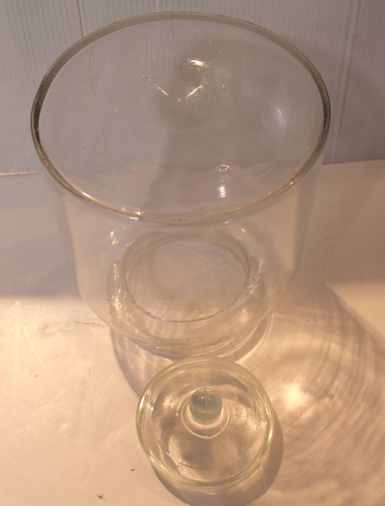 Frosted 19th Century Peanut Apothecary Jar with Lid