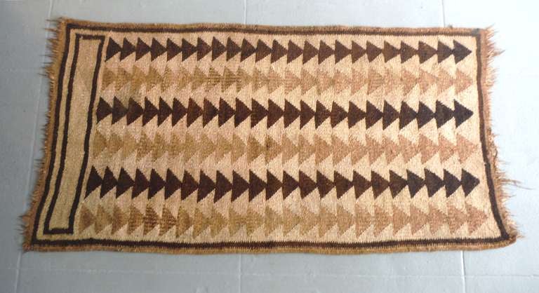 Mid-20th Century Geometric  Hand Woven Indian Rug With Flying Geese Pattern