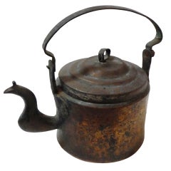 Antique 18Thc Hand Made Copper Coffee Pot From New England