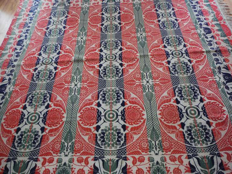 Américain Couverture en jacquard tissé du XIXe siècle de Lancaster Co., Pennsylvanie en vente