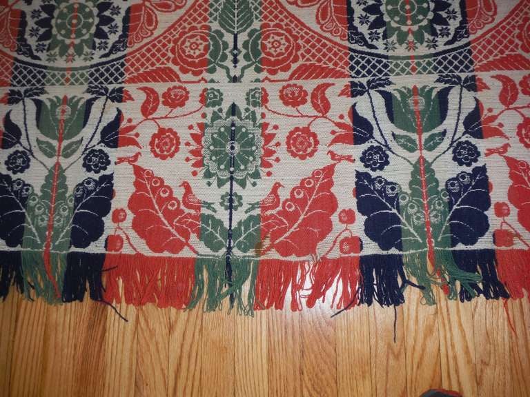 Folk Art 19th Century Woven Jacquard Coverlet from Lancaster Co., Pennsylvania For Sale