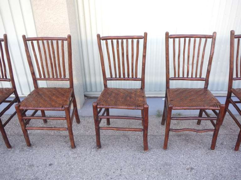 American Set of Six Signed Old Hickory Spindle Chairs