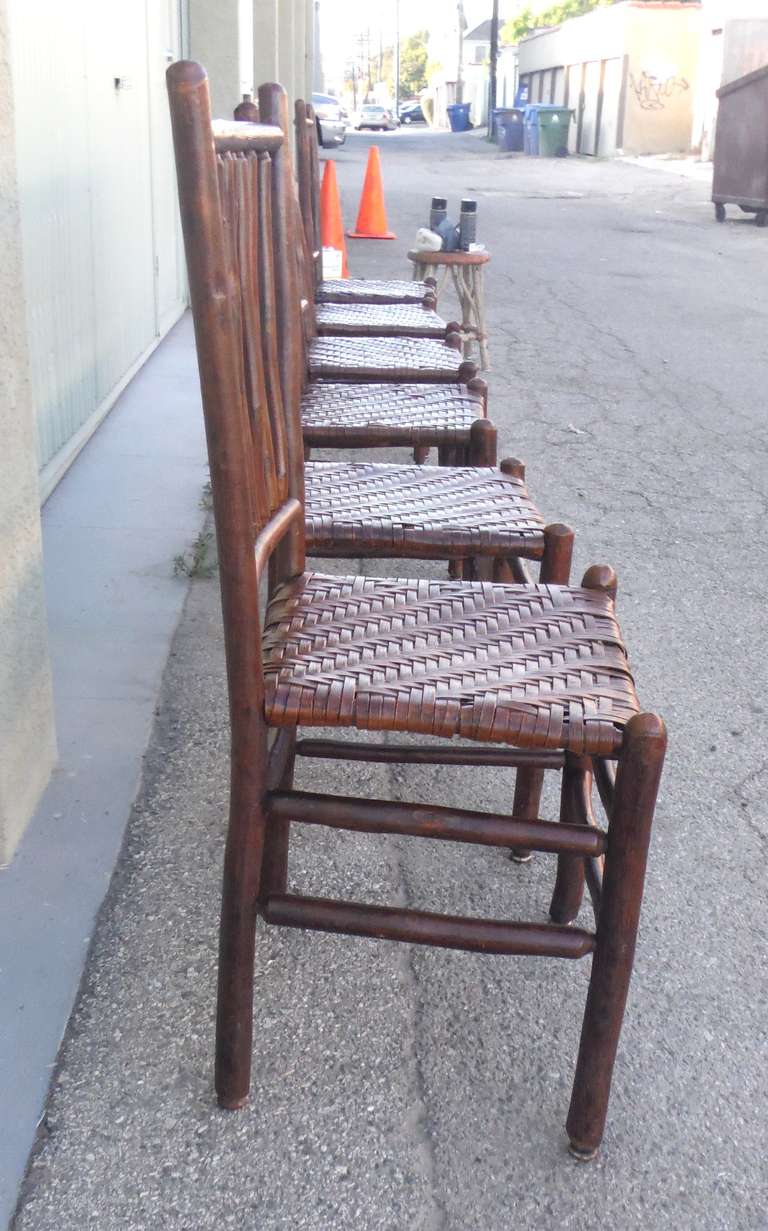 Set of Six Signed Old Hickory Spindle Chairs In Excellent Condition In Los Angeles, CA
