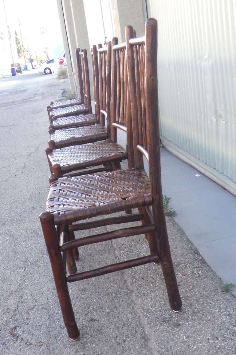 Mid-20th Century Set of Six Signed Old Hickory Spindle Chairs