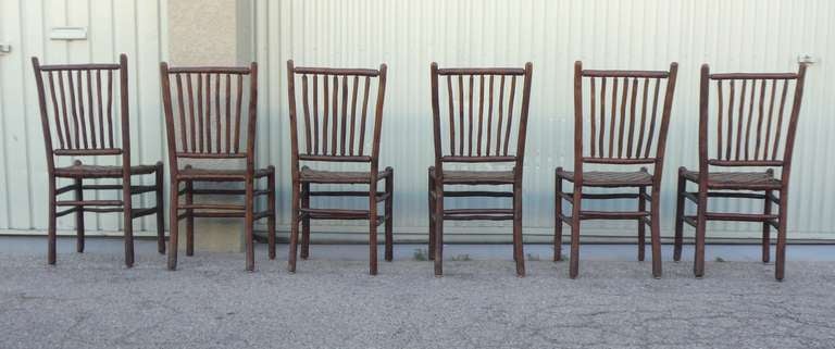 Set of Six Signed Old Hickory Spindle Chairs 1