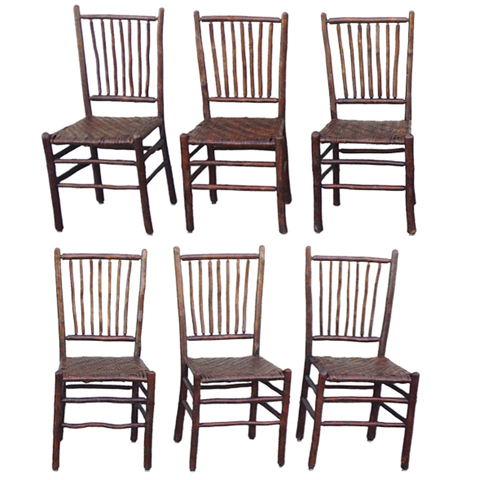 Set of Six Signed Old Hickory Spindle Chairs
