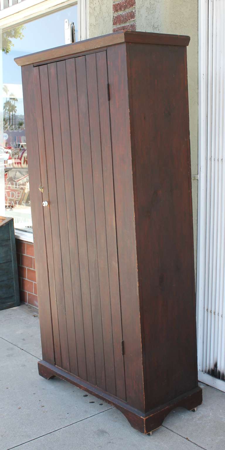 American Original Brown Painted 19th Century Pennsylvania Wall Cupboard