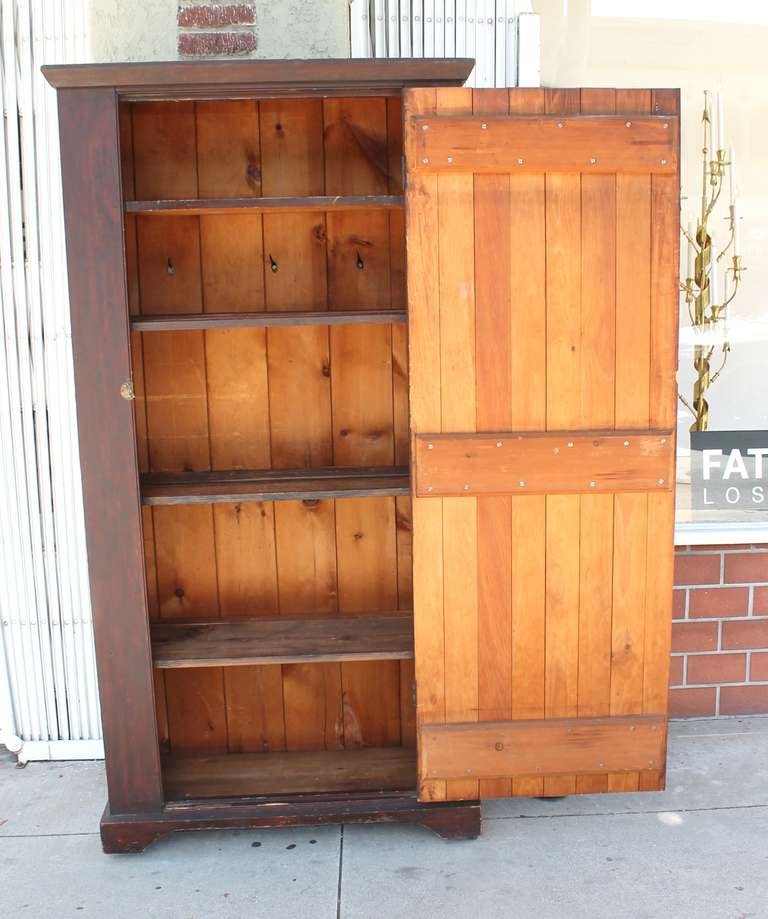 Original Brown Painted 19th Century Pennsylvania Wall Cupboard 1