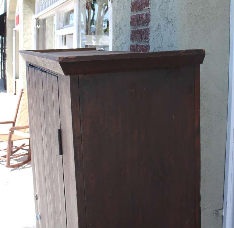 Original Brown Painted 19th Century Pennsylvania Wall Cupboard 3