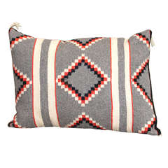 Navajo Indian Two Grey Hills Hand Woven Geometic Pillow