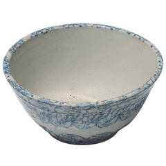 Large 19th Century Sponge Ware Mixing or Serving Bowl