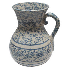 19th Century Monumental Sponge Ware Pottery Pitcher 8