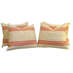 19th Century Striped Linen Pillows