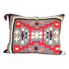 1940'S NAVAJO/INDIAN WEAVING PILLOW W/BLACK LINEN BACKING