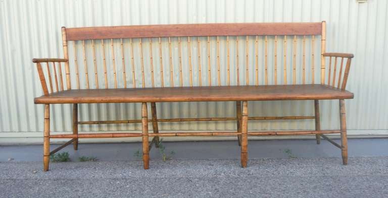American 19th c. New England Windsor Settle/ Bench