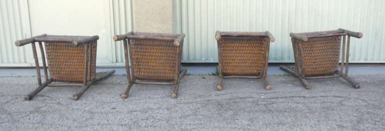 Mid-20th Century Signed Old Hickory Original Grey Painted Hickory Chairs 