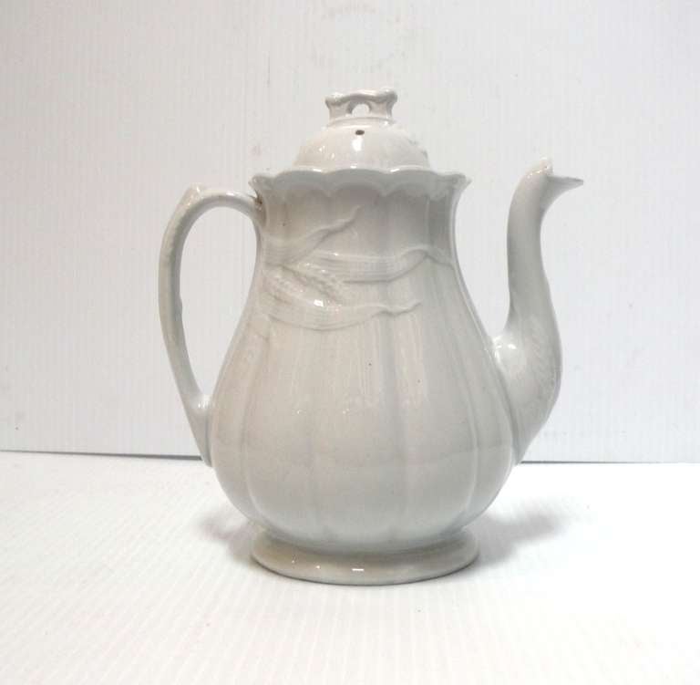 Victorian Early English W & E Corn Ironstone Coffee Pot Wheat