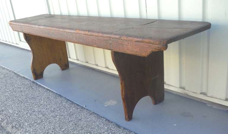 19th Century Early 19th c. Original Painted Bucket Bench From Pennsylvania