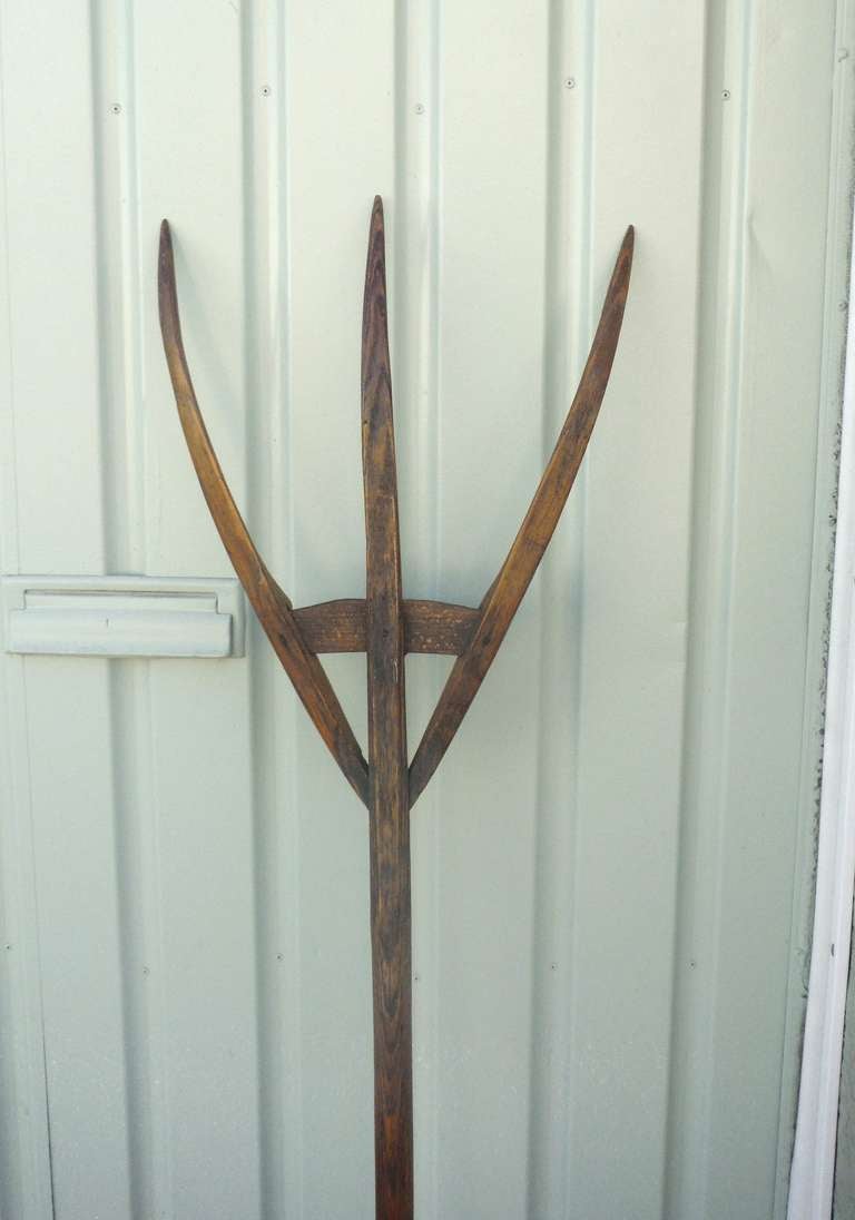 antique wooden hay fork