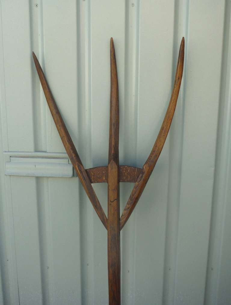 American 19thc Hickory Hay Fork From New England