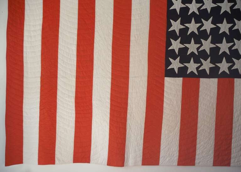 Cotton 48 Star Hand Pieced Flag Quilt