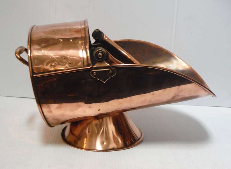 American 19th Century Polished Copper and Brass Coal or Kindling Bucket