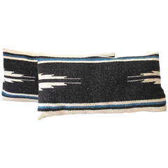 Pair of Fantastic Geometric Navajo Weaving Bolster Pillows