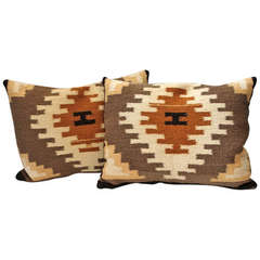 Antique Pair of Navajo Indian Weaving Geometric Pillows