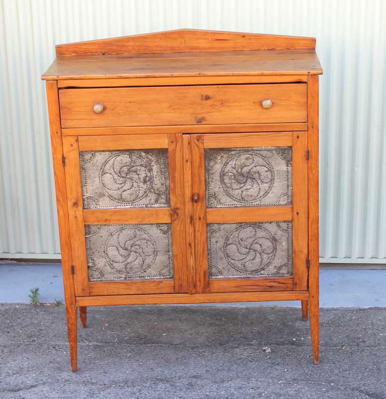 Early 19th Century Southern Pine Pie Safe with Original Tins