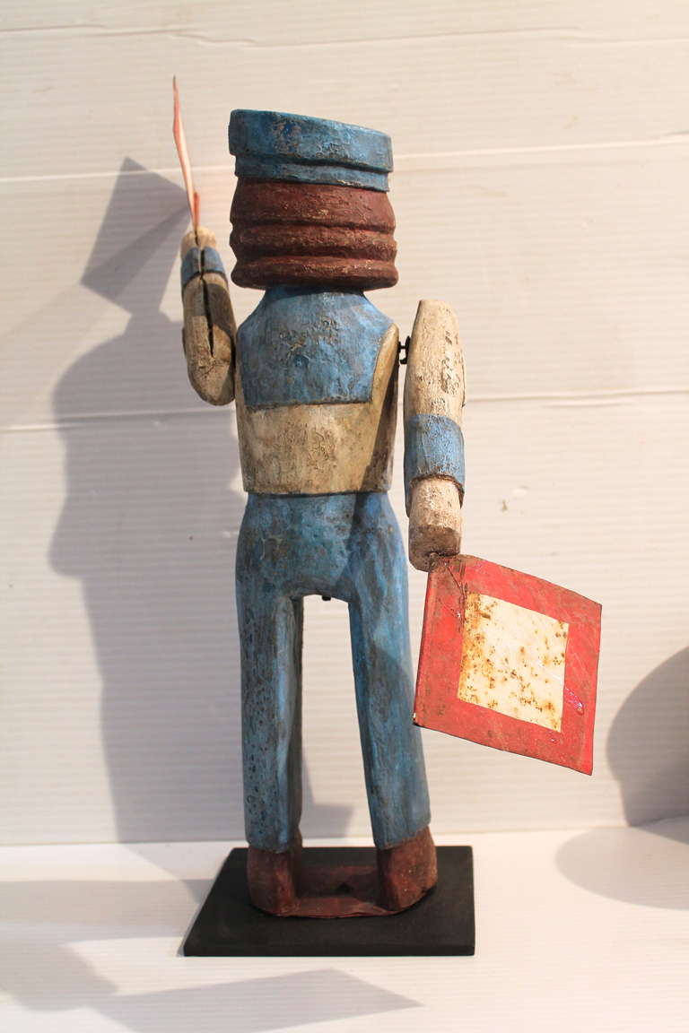 Folky Original Painted Sailor  Whirligig on Iron Mount 1