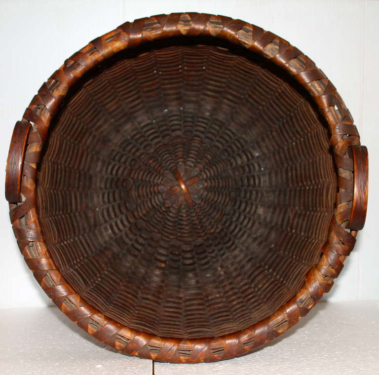 American Large 19thc Double Handled Basket From Pennsylvania