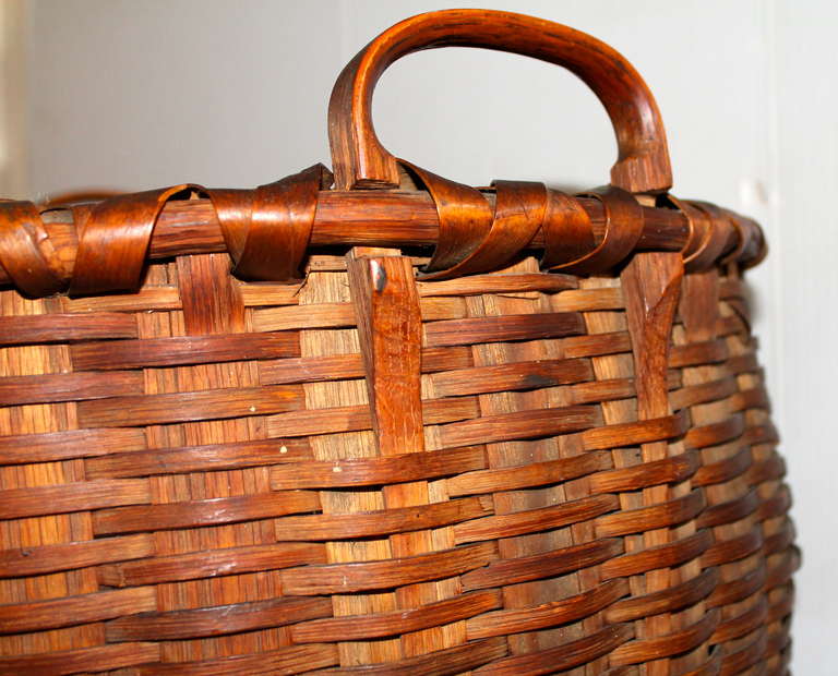19th Century Large 19thc Double Handled Basket From Pennsylvania