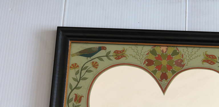 19th Century Late 19Thc Lancaster County , Pennsylvania Reverse Painted Framed Mirror