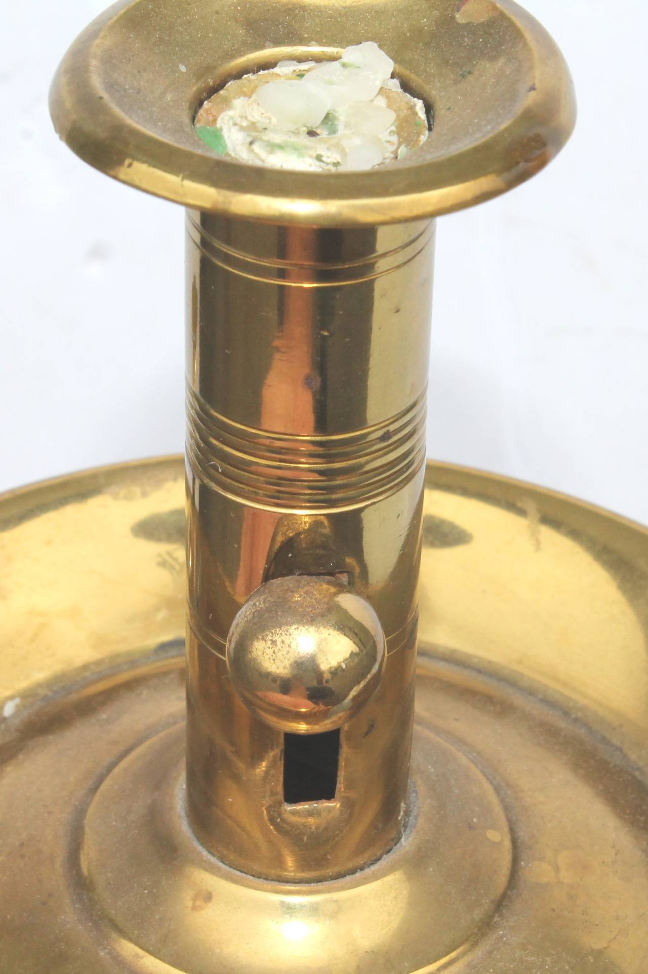 Pair of 19th Century Brass Push-Up Candleholders In Good Condition In Los Angeles, CA