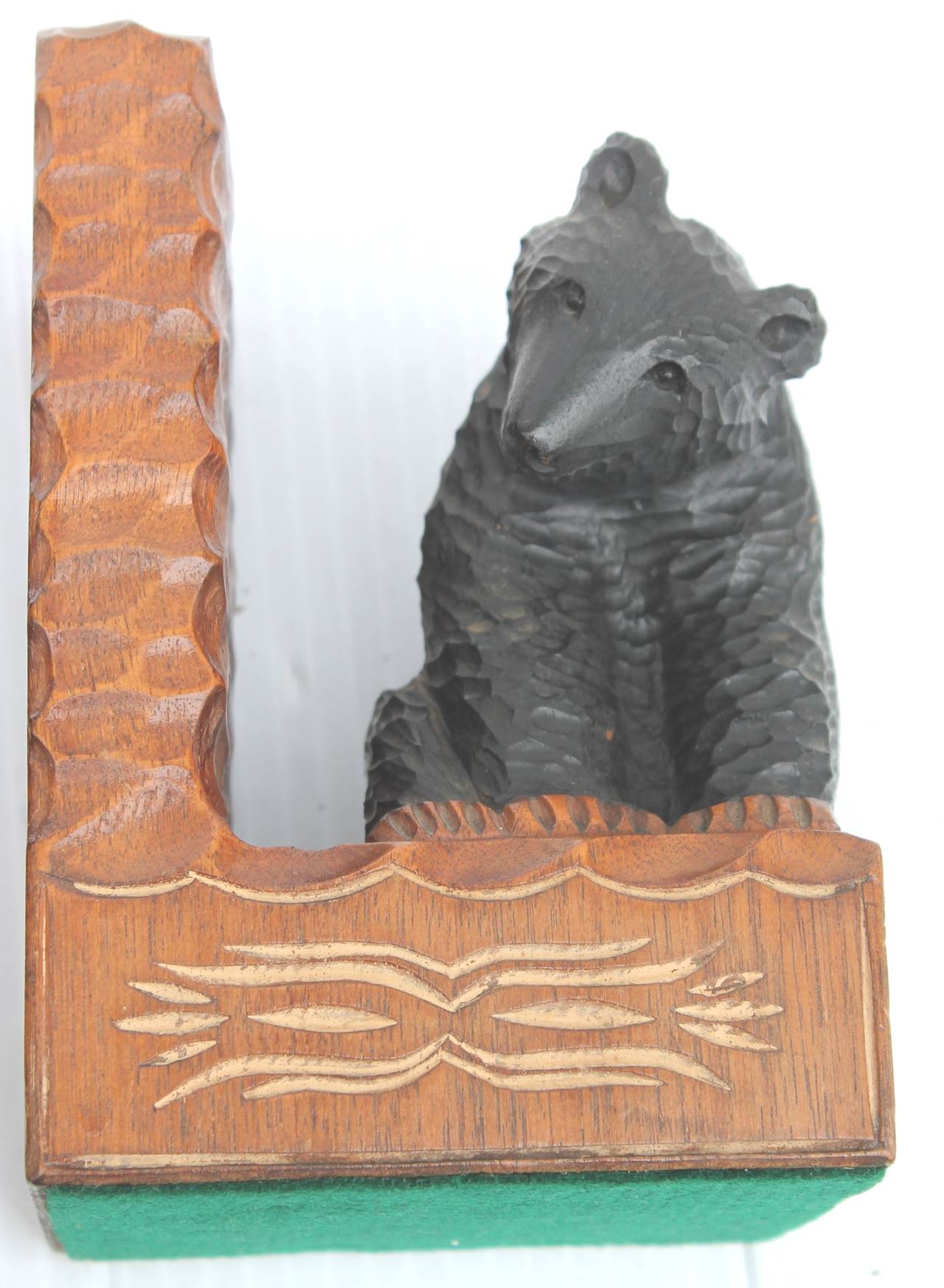 American Pair of Hand-Carved Bear Bookends