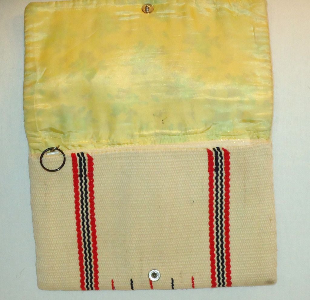 American EARLY 20THC NAVAJO BAG W/SILVER INDIAN CLIP