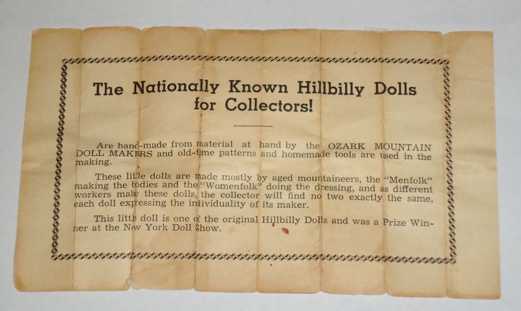 LATE 19THC ORIGINAL HAND MADE FOLK ART HILLBILLY  DOLLS